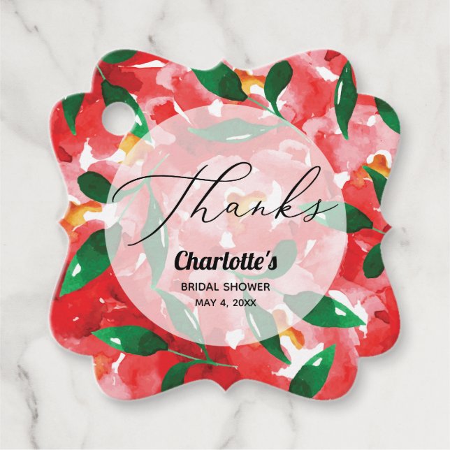 Rote Rosen Vielen Dank Extravagant Geschenkanhänger (Vorderseite)