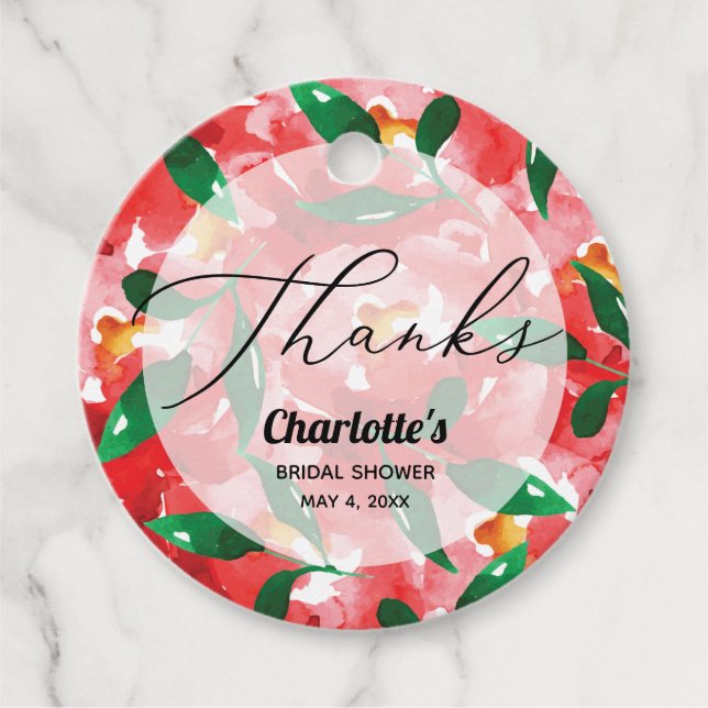 Rote Rosen Vielen Dank Geschenkanhänger (Vorderseite)