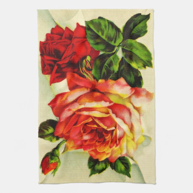 Rote Rosen Vintag Letter Kitchtuch Küchentuch (Vertikal)