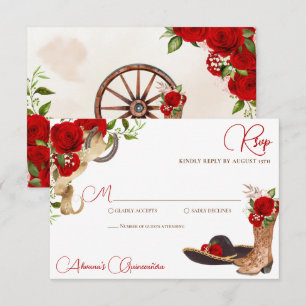 Rote Rosen Vintage Charro Western Quinceanera RSVP Karte