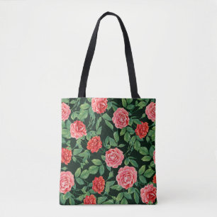 Rote Rosen Vintage Schwarz Muster
