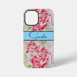 Rote Rosen-Wasserfarbe Blumen-Telefon iPhone 12 Mini Hülle