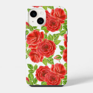 Rote Rosen Wasserfarbe nahtloses Muster iPhone 14 Hülle