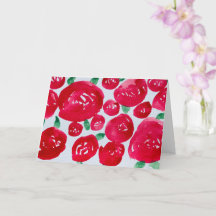 Rote Rosen Wasserfarbene Faltkarte