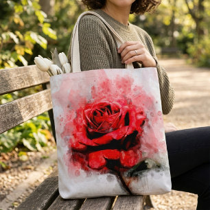 Rote Rosen-Wasserfarbenkunst auf weißem Hintergrun