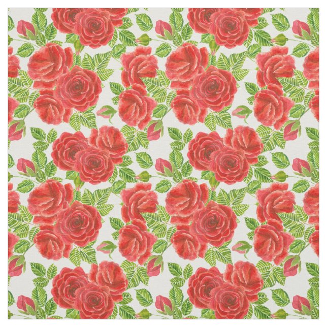 Rote Rosen Wasserfarbennahes Muster Stoff (Muster)
