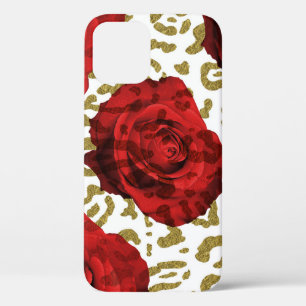 Rote Rosen Weißes Gold Gepard Leopard Tierpr Case-Mate iPhone Hülle