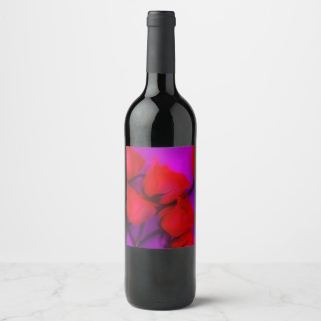 Rote Rosen Weinetikett (Vorderseite)
