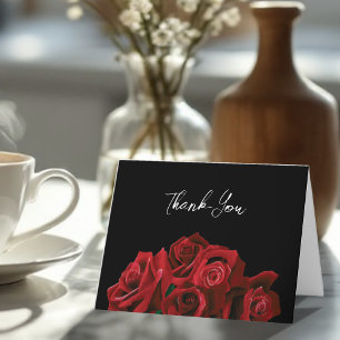 Rote Rosen Weiße Schwarze Eleganz Zeitlos Dankeskarte
