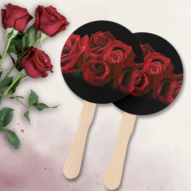 Rote Rosen Weiße Schwarze Eleganz Zeitlos Fächer (Von Creator hochgeladen)