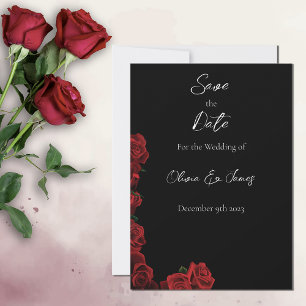 Rote Rosen Weiße Schwarze Eleganz Zeitlos Save The Date