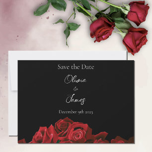 Rote Rosen Weiße Schwarze Eleganz Zeitlos Save The Date