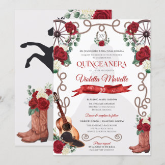 Rote Rosen Western Quinceañera Elegante Architektu Einladung