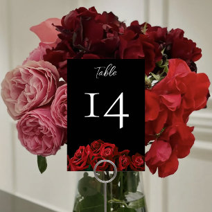 Rote Rosen White Black Wedding Tischnummer