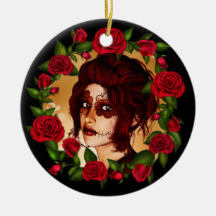 Rote Rosen Zuckerpuppe Keramikornament