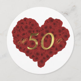 rote Rosen zum 50. Hochzeitstag Herzstück Elegant Einladung