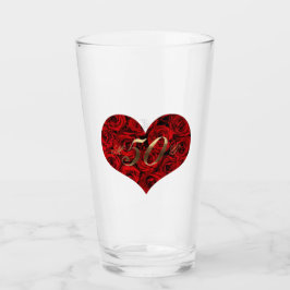 rote Rosen zum 50. Hochzeitstag Herzstück Elegant Glas