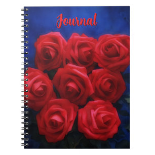 Rote Rosen zum Blue Personal Blume Journal Notizblock