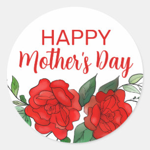 Rote Rosen Zum Muttertag des Blumenglücks Runder Aufkleber