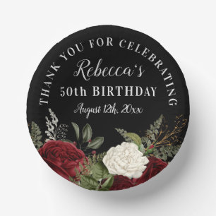 Rote Rosen zum Schwarzen 50. Geburtstag Vielen Dan Pappteller