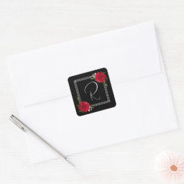 Rote Rosen zur Schwarzen Hochzeit Quadratischer Aufkleber