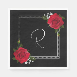 Rote Rosen zur Schwarzen Hochzeit Serviette
