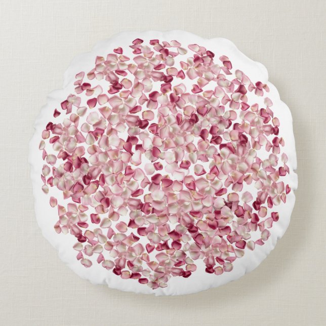 Rote Rosenblätter Rundes Kissen (Vorderseite)