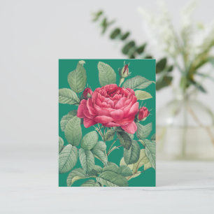 Rote Rosenblumen mit grünen Blättern DANKE Postkarte