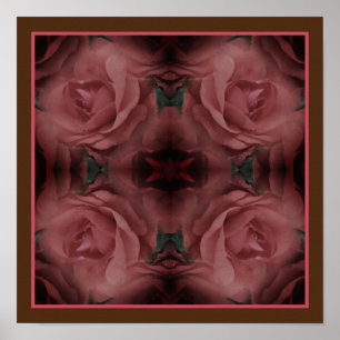 Rote Rosenblumen spiegeln abstrakte Natur Poster