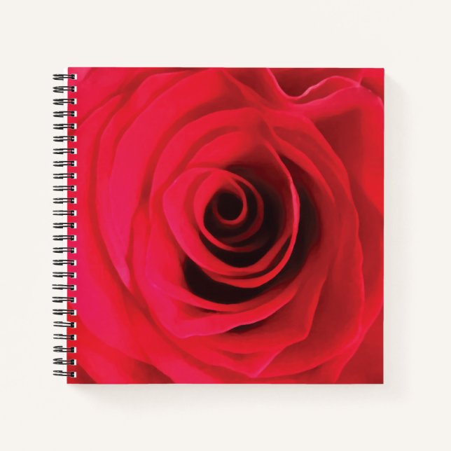 Rote Rosenblumendesign Notizbuch (Vorderseite)