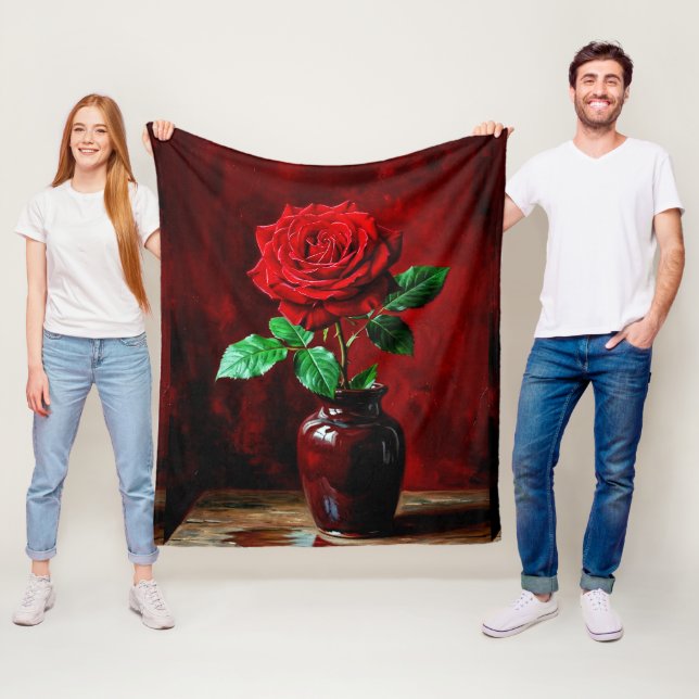 Rote Rosenblumenmalerei  Fleecedecke (Beispiel)