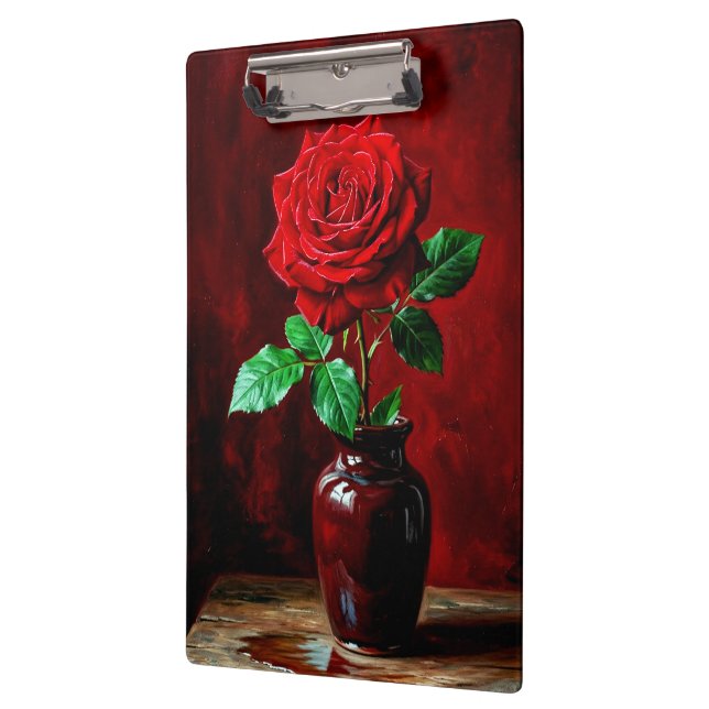 Rote Rosenblumenmalerei  Klemmbrett (Links)