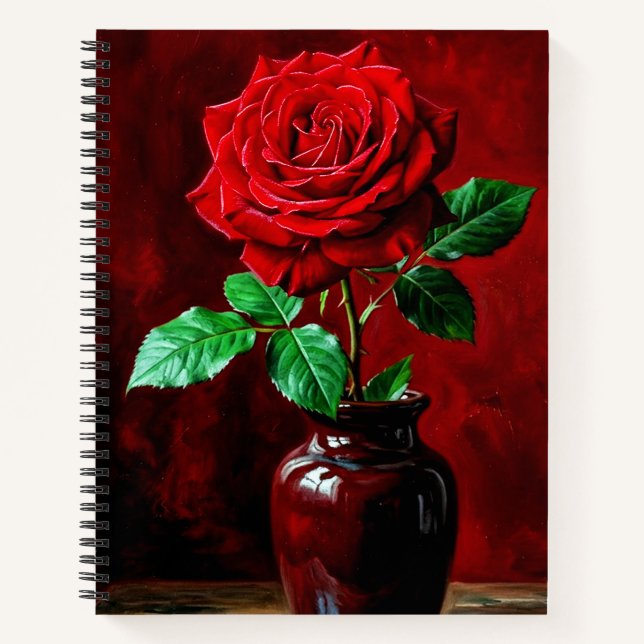 Rote Rosenblumenmalerei  Notizbuch (Vorderseite)