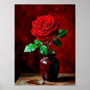 Rote Rosenblumenmalerei  Poster