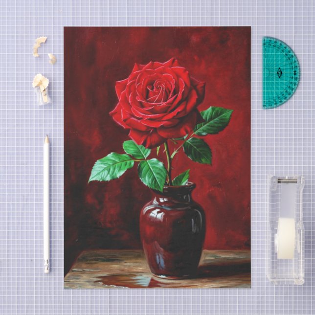 Rote Rosenblumenmalerei  Seidenpapier (Handwerk)