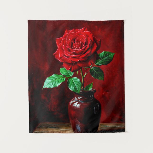 Rote Rosenblumenmalerei  Wandteppich (Vorderseite)