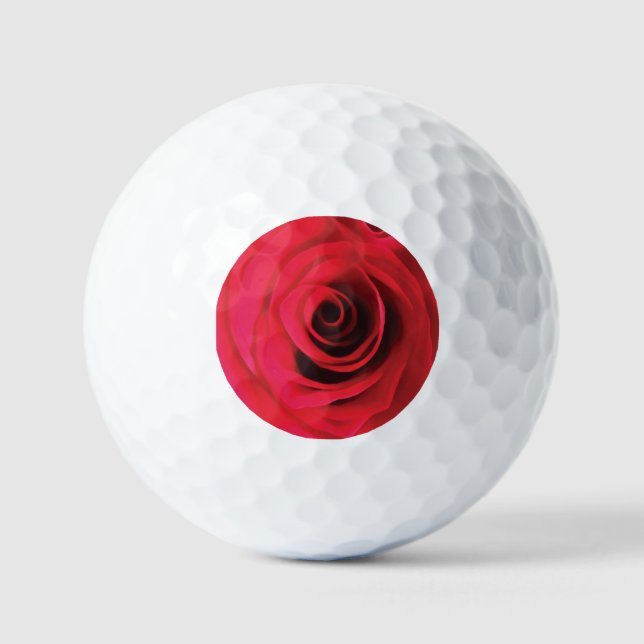 Rote Rosenblüten-Detail Golfball (Vorderseite)