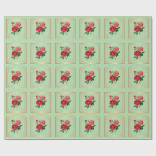 Rote Rosenblüten Geschenkpapier
