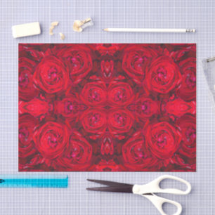 Rote Rosenblüten mit Tautropfen - Fotografie Seidenpapier