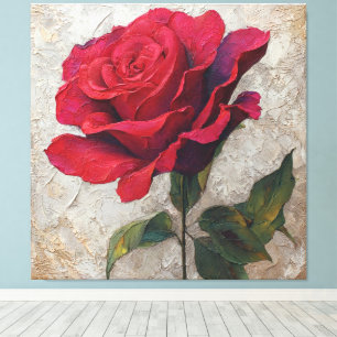 Rote Rosenblüten Texturierte Abstrakte Wandkunst Leinwanddruck