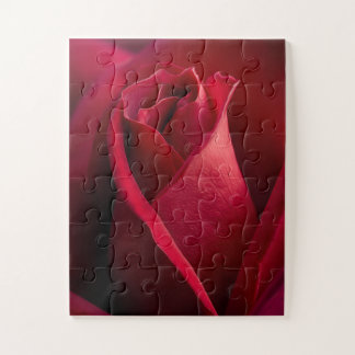 Rote Rosenknospe in Nahaufnahme Puzzle