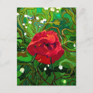 ROTE ROSENKUNST POSTKARTE