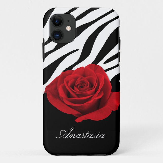 Rote Rosezebra-Druck personalisierter iPhone 5 Case-Mate iPhone Hülle (Rückseite)