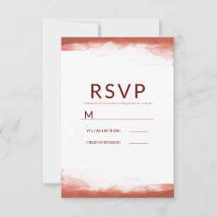 Rote Rost-Ton Braune Wasserfarbe Moderne Hochzeit  RSVP Karte