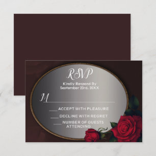 Rote Röte Florale Silber Grau Spiegel RSVP Karte