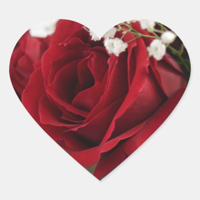 Rote Rote Rose - Herz geformt Herz-Aufkleber (Vorderseite)
