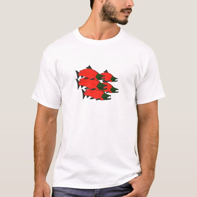 Rote Rotlachs-Kunst T-Shirt (Vorderseite)