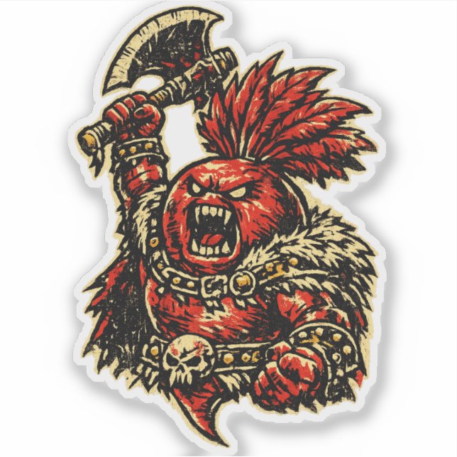 Rote-Rüben-Berserker – Lustiger Gemüse-Wut-Krieger Aufkleber (Vorderseite)