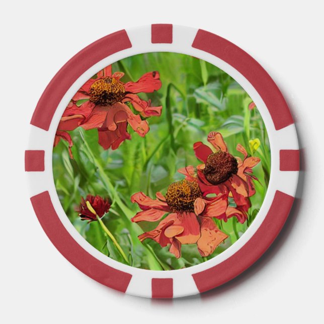 ROTE RUDBECKIENBLÜTEN POKERCHIPS (Vorderseite)