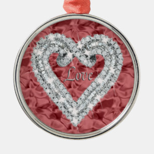 Rote runde Liebe Diamant Herzmuschel Ornament Aus Metall
